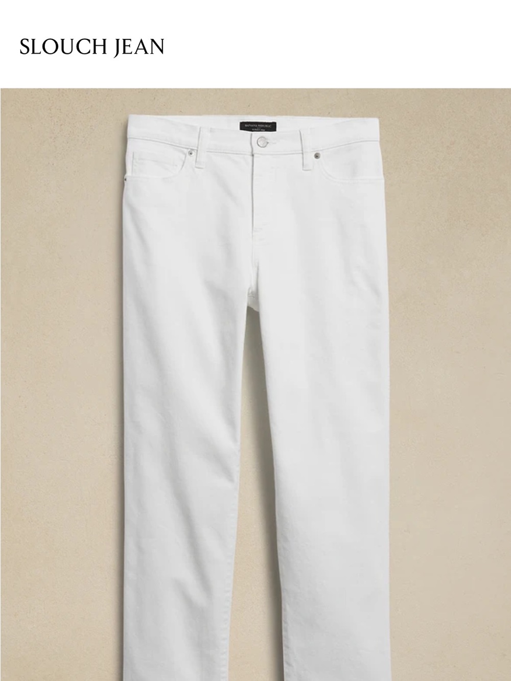 Banana Republic White Straight-Leg Slouch Jeans